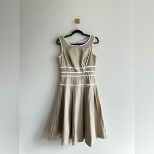 90s style Liz Claiborne Khaki Fit & Flare Dress – Size 10 Mod Preppy Girl Scout